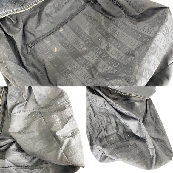 Marino Orlandi Italian Embossed Black Leather Sling Convertible Bag - Picture 7 of 11